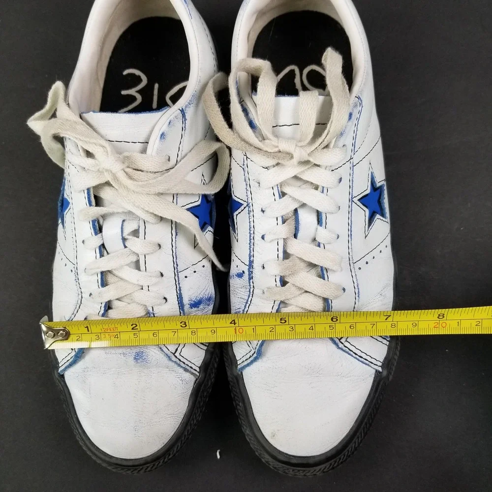 Converse One Star Low Top White Blue Leather Distress Sneakers **Possible W8 M6 - Picture 8 of 10